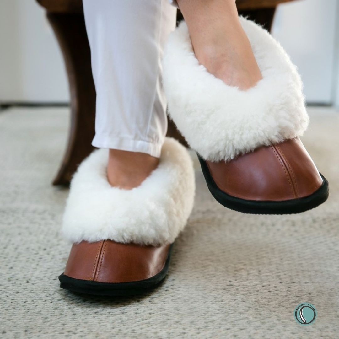 Cosy Shepherd Slippers | Gingerbread | Leather & Sheepskin