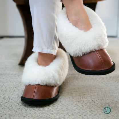 Cosy Shepherd Slippers | Gingerbread | Leather & Sheepskin