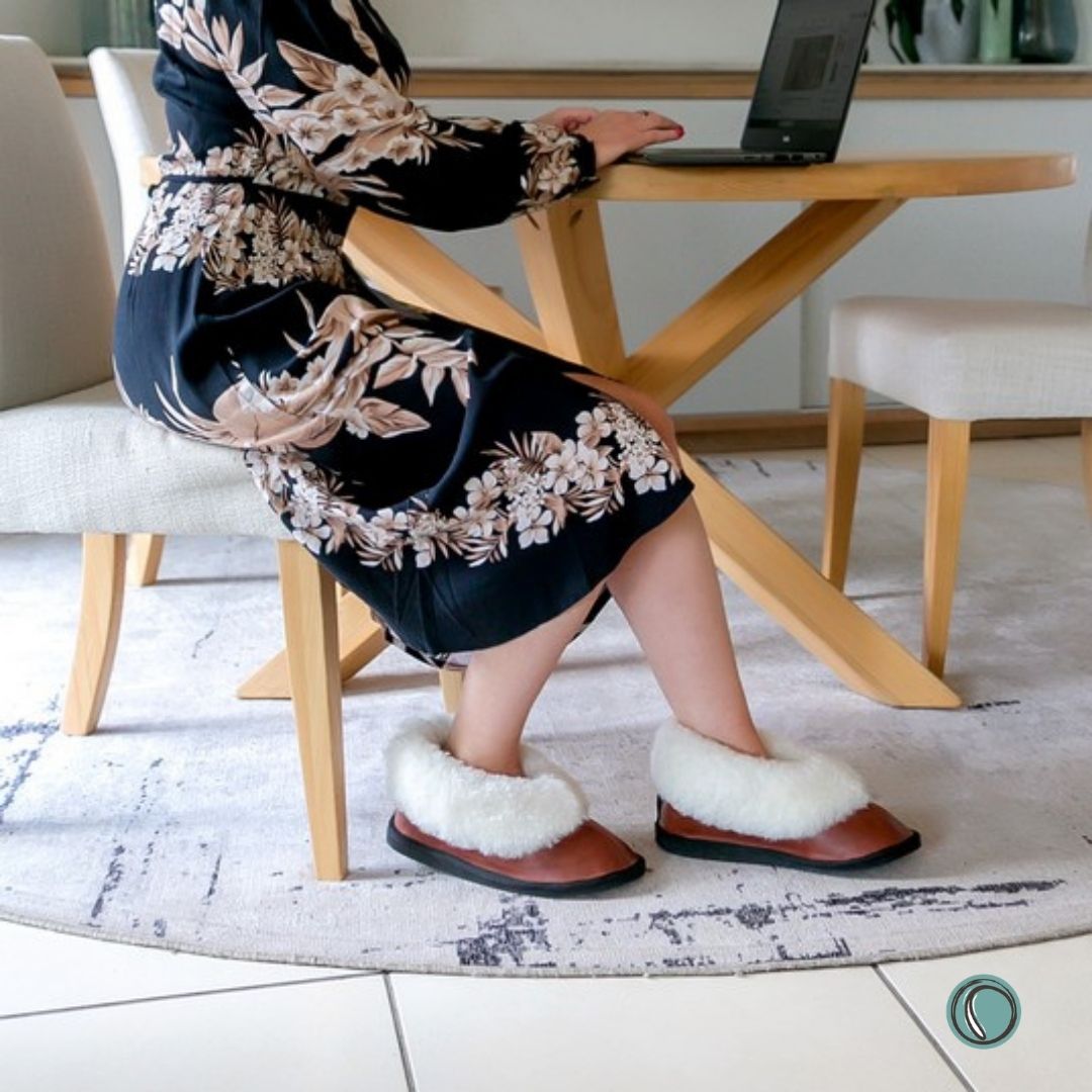 Cosy Shepherd Slippers | Gingerbread | Leather & Sheepskin