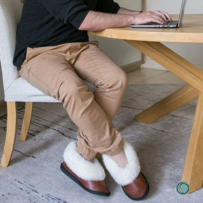 Cosy Shepherd Slippers | Gingerbread | Leather & Sheepskin