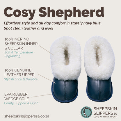 Cosy Shepherd | Navy Blue | Leather