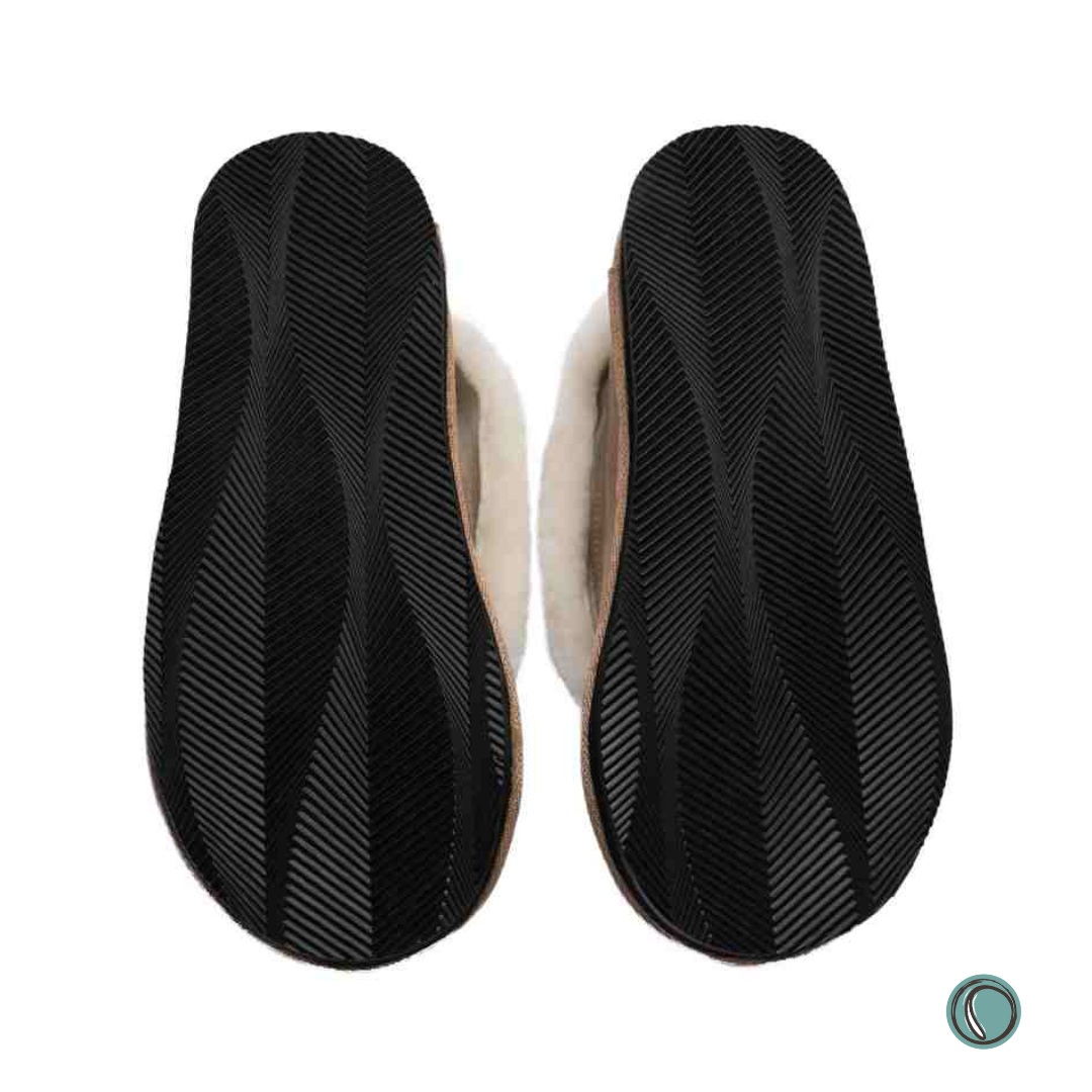Cosy Shepherd Slippers | TPU NON-SLIP | Stone | Suede & Sheepskin | MADE TO ORDER
