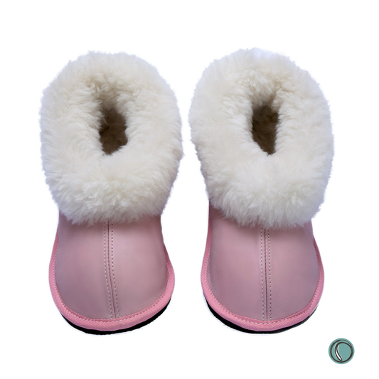 Cosy Shepherd Slippers | Rosy Pink | Leather & Sheepskin