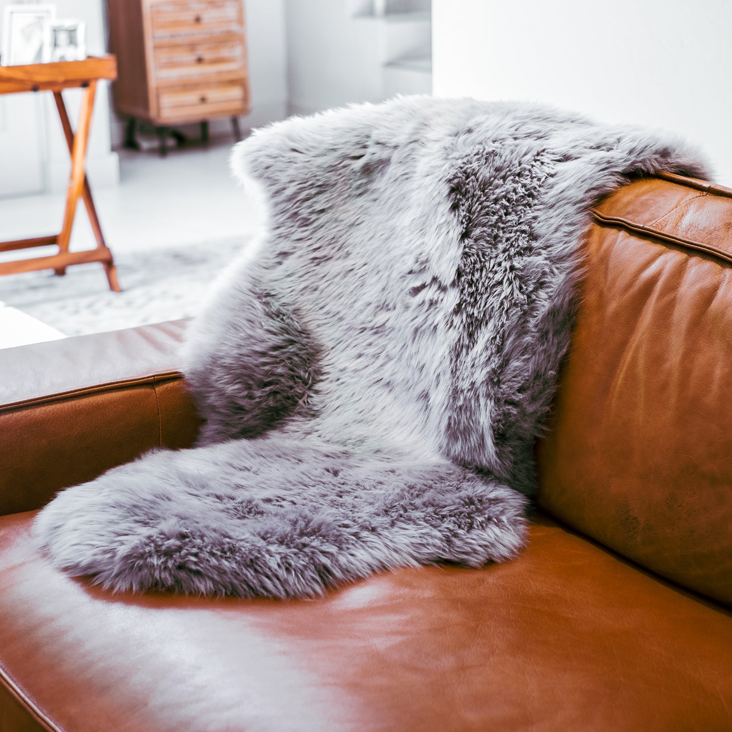 Long Wool Sheepskin | Light Grey