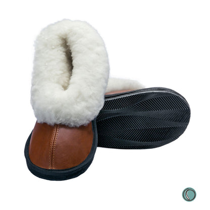 Sale | Size 6 | Cosy Shepherd Slippers | Non-Slip TPU Sole | Gingerbread | Sheepskin & Leather