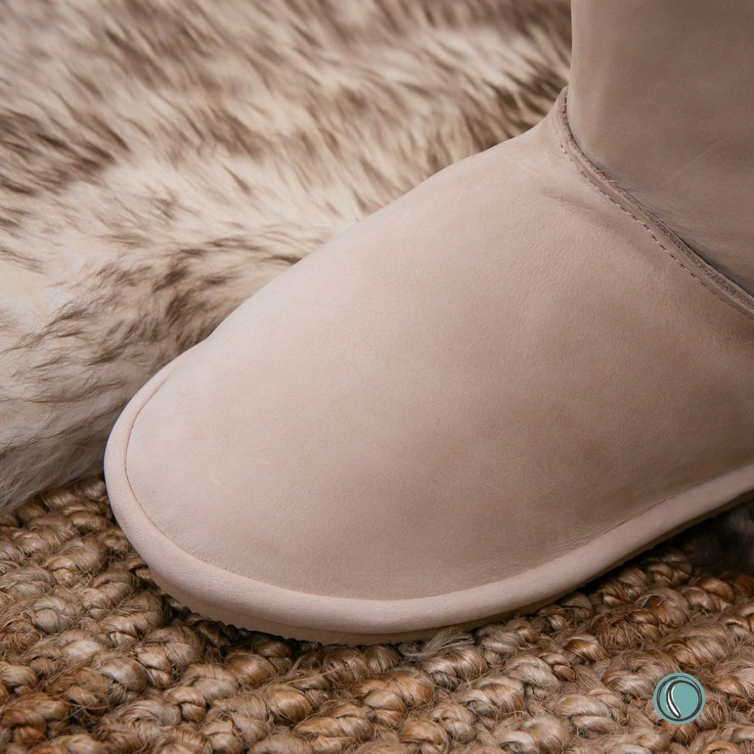 Hugg Boots | Mid-Calf | Stone | Sheepskin & Leather Boots | MADE TO ORDER