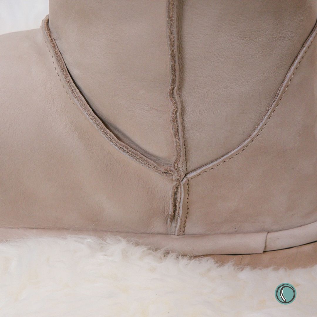 Hugg Boots | Mid-Calf | Stone | Sheepskin & Leather Boots | MADE TO ORDER