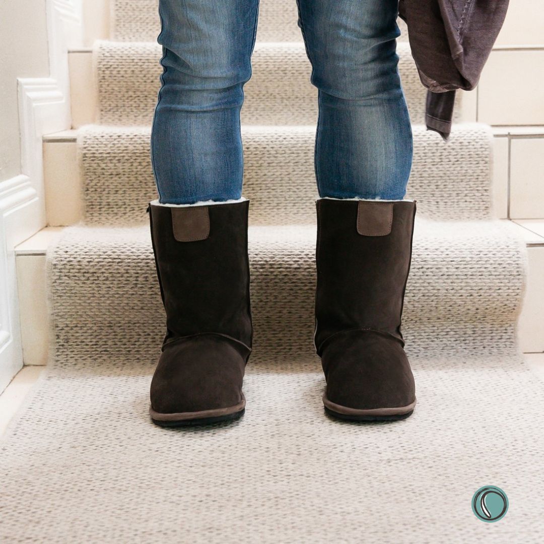 Hugg Boots | Mid-Calf | Chocolate | Sheepskin & Suede Boots | MADE TO ORDER