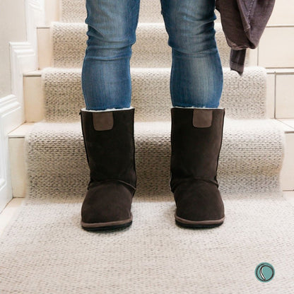 Hugg Boots | Mid-Calf | Chocolate | Sheepskin & Suede Boots | MADE TO ORDER
