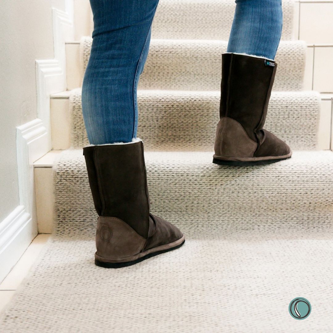 Hugg Boots | Mid-Calf | Chocolate | Sheepskin & Suede Boots | MADE TO ORDER