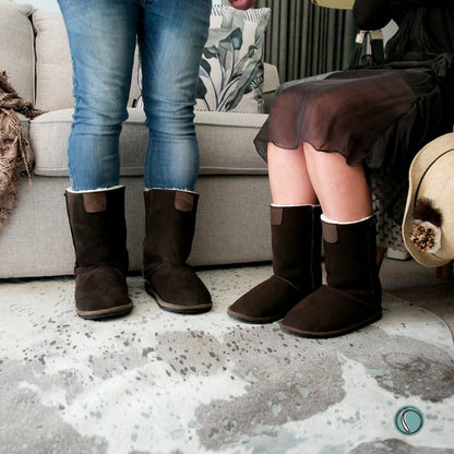 Hugg Boots | Mid-Calf | Chocolate | Sheepskin & Suede Boots | MADE TO ORDER