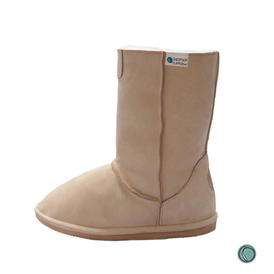 Hugg Boots | Mid-Calf | Stone | Sheepskin & Leather Boots | MADE TO ORDER