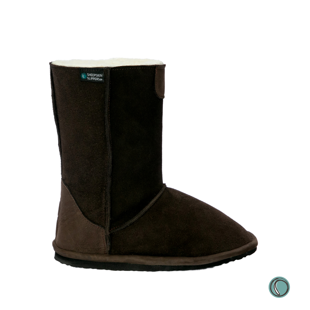 Hugg Boots | Mid-Calf | Chocolate | Sheepskin & Suede Boots | MADE TO ORDER