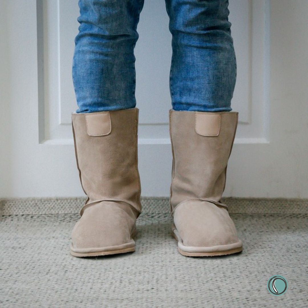 Hugg Boots | Mid-Calf | Stone | Sheepskin & Suede Boots | MADE TO ORDER