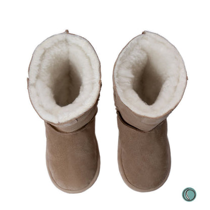 Hugg Boots | Mid-Calf | Stone | Sheepskin & Suede Boots | MADE TO ORDER