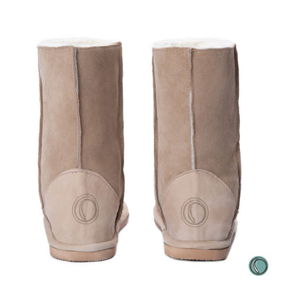 Hugg Boots | Mid-Calf | Stone | Sheepskin & Suede Boots | MADE TO ORDER