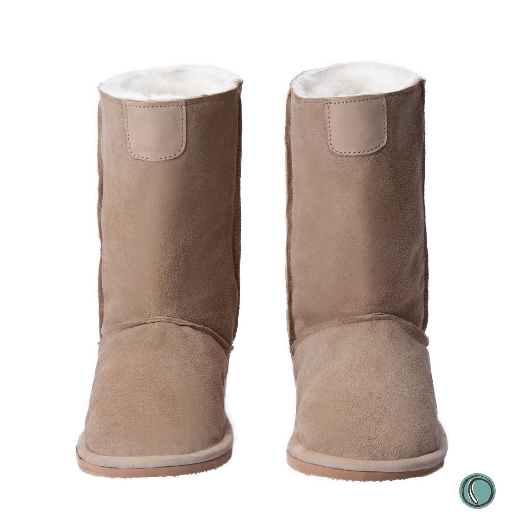 Hugg Boots | Mid-Calf | Stone | Sheepskin & Suede Boots | MADE TO ORDER
