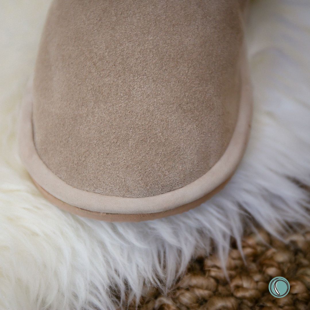 Hugg Boots | Mid-Calf | Stone | Sheepskin & Suede Boots | MADE TO ORDER