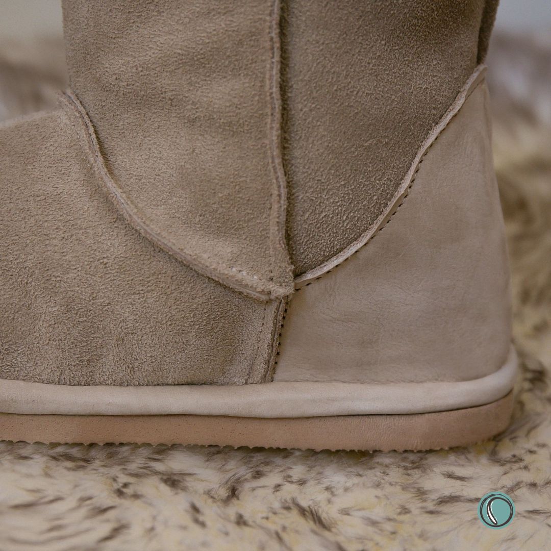 Hugg Boots | Mid-Calf | Stone | Sheepskin & Suede Boots | MADE TO ORDER