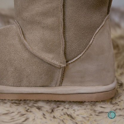 Hugg Boots | Mid-Calf | Stone | Sheepskin & Suede Boots | MADE TO ORDER