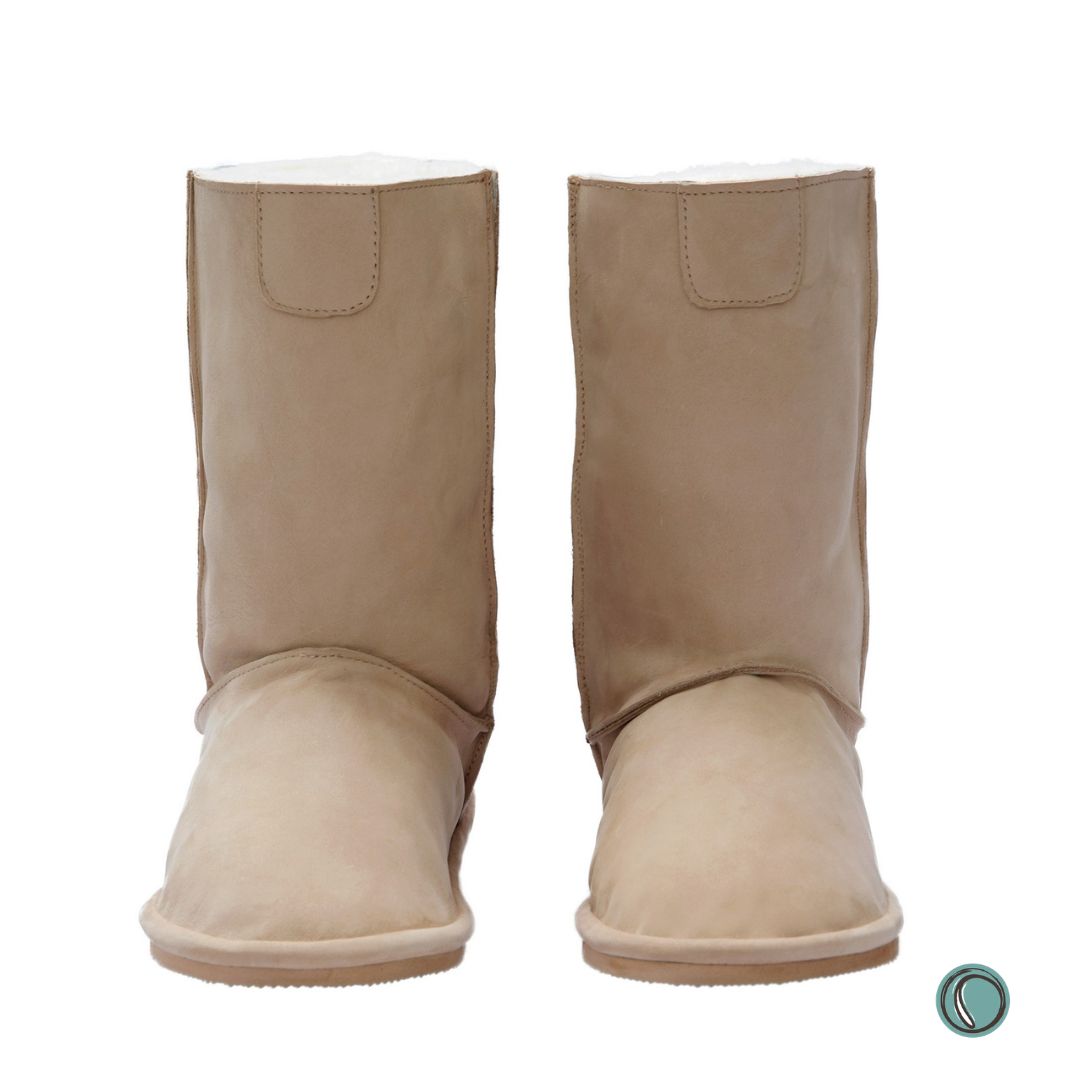 Hugg Boots | Mid-Calf | Stone | Sheepskin & Leather Boots | MADE TO ORDER