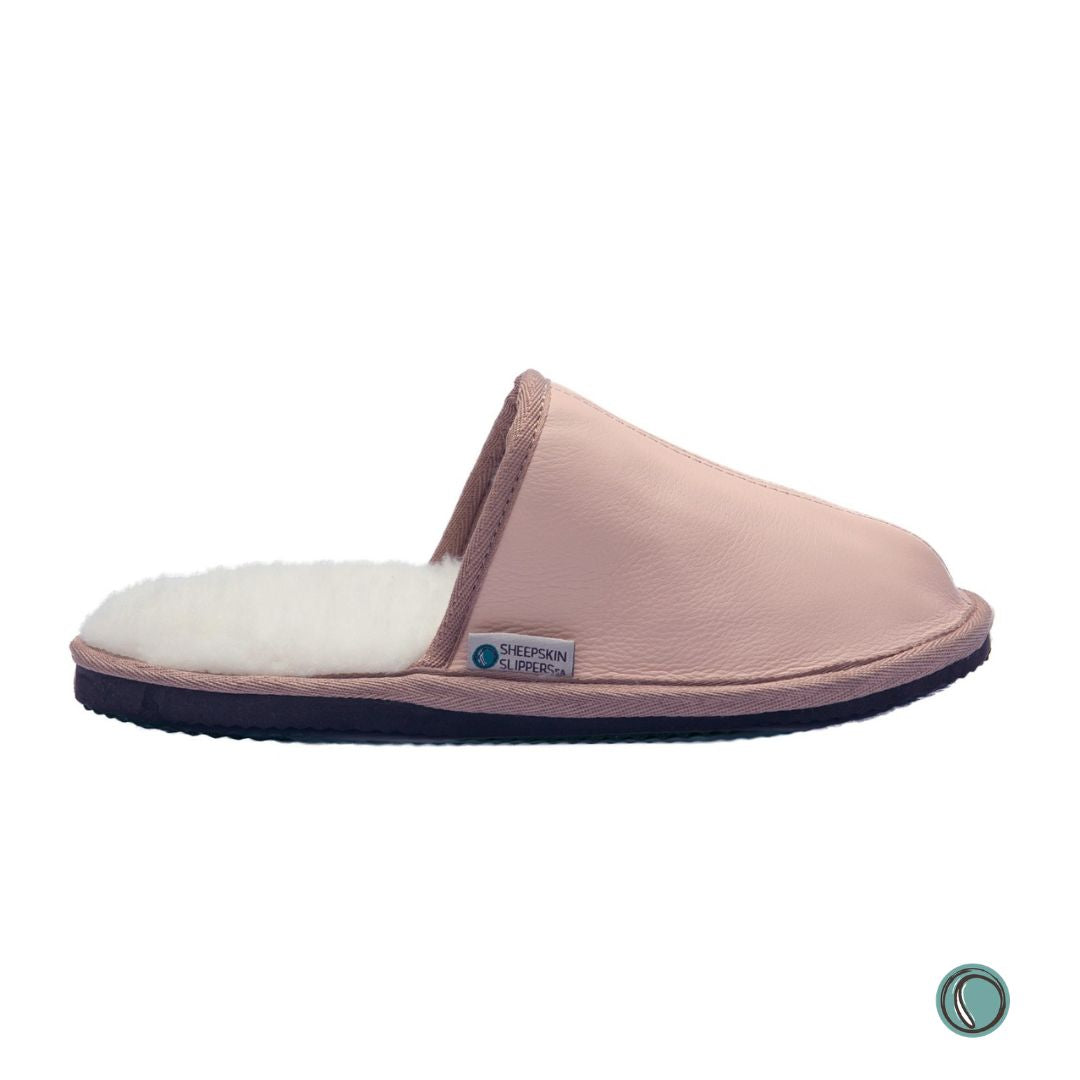 Mule Binding Collar Slippers | Slip-On | Ballet Pink | Leather & Sheepskin