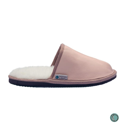 Mule Binding Collar Slippers | Slip-On | Ballet Pink | Leather & Sheepskin