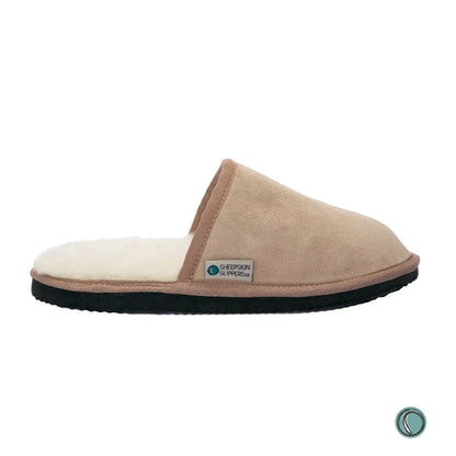 Mule Binding Collar Slippers | Slip-On | Stone | Suede & Sheepskin