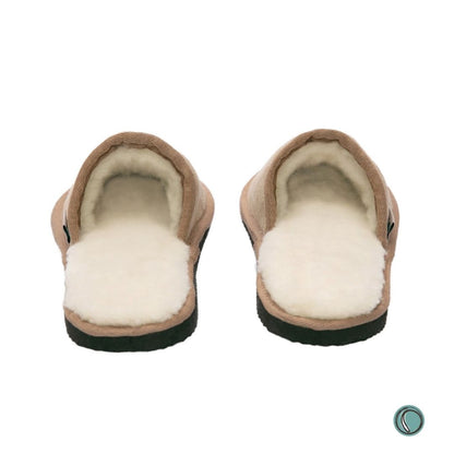 Mule Binding Collar Slippers | Slip-On | Stone | Suede & Sheepskin