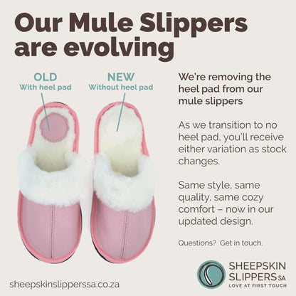 Mule Wool Collar Slippers | Slip-On | Rosy Pink | Leather & Sheepskin