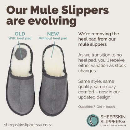 Mule Binding Collar Slippers | Slip-On | Charcoal | Suede & Sheepskin
