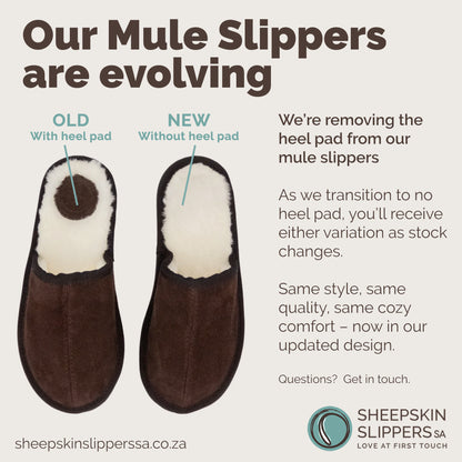 Mule Binding Collar Slippers | Slip-On | Chocolate | Suede & Sheepskin