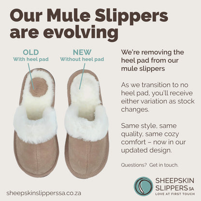 Mule Wool Collar Slippers | Slip-On | Stone | Suede & Sheepskin