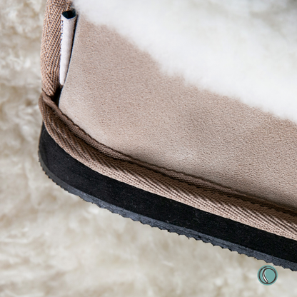 Cosy Shepherd Slippers | TPU NON-SLIP | Stone | Suede & Sheepskin | MADE TO ORDER