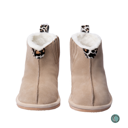 Shushu Ankle Boots | Stone & Leopard | Sheepskin & Suede