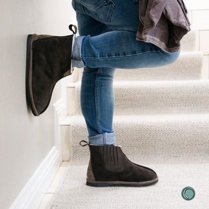 Shushu Ankle Boots | Chocolate | Sheepskin & Suede | MADE TO ORDER