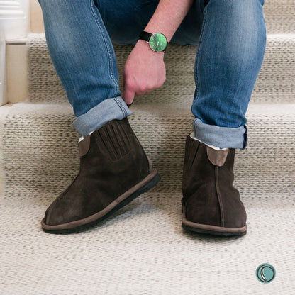 Shushu Ankle Boots | Chocolate | Sheepskin & Suede | MADE TO ORDER