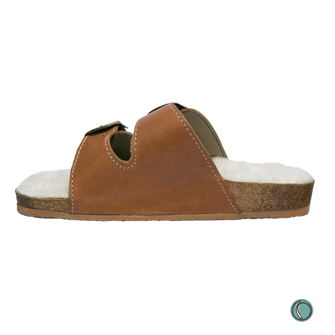 Flockie Sheepskin Sandals | Slip-On | Toffee | Sheepskin, Leather, Cork, Buckles | MADE TO ORDER