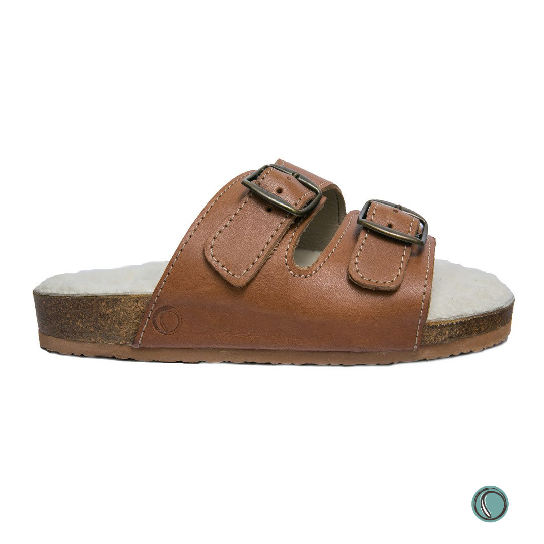 Flockie Sheepskin Sandals | Slip-On | Toffee | Sheepskin, Leather, Cork, Buckles | MADE TO ORDER