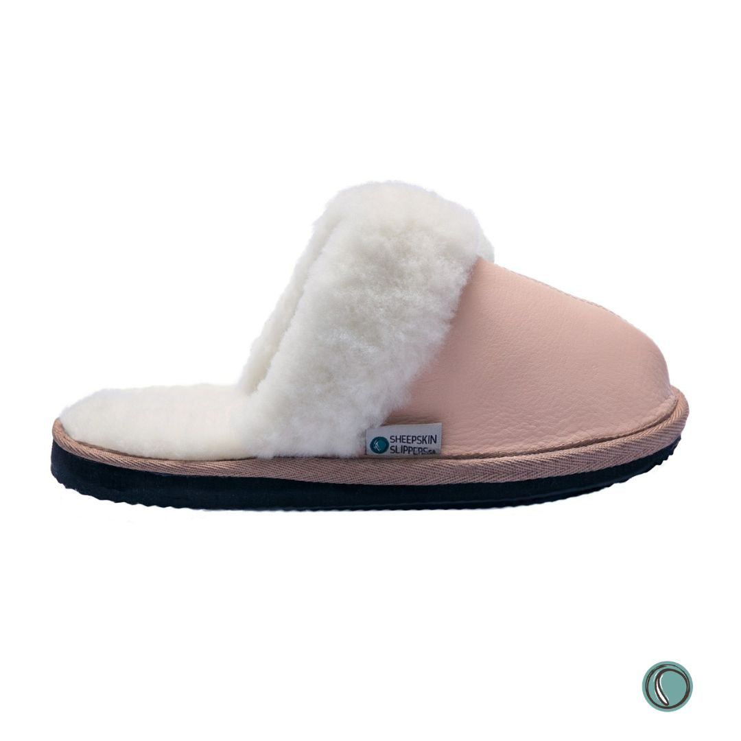 Mule Wool Collar Slipper | Slip-On | Ballet Pink | Leather & Sheepskin