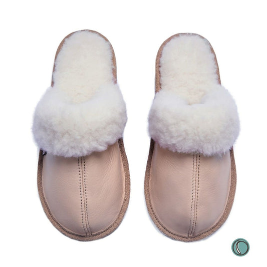 Mule Wool Collar Slipper | Slip-On | Ballet Pink | Leather & Sheepskin