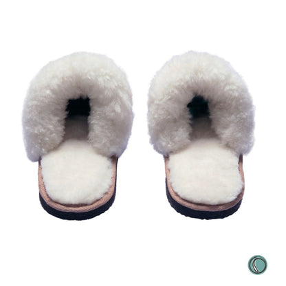 Mule Wool Collar Slipper | Slip-On | Ballet Pink | Leather & Sheepskin