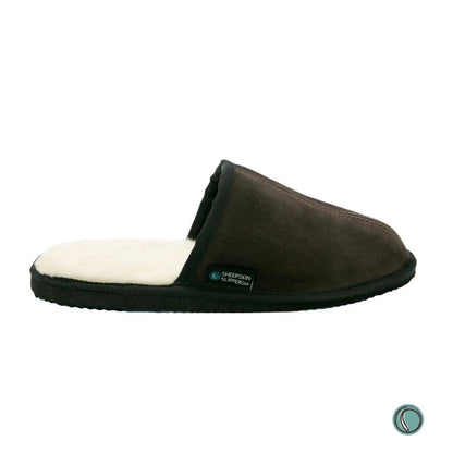 Mule Binding Collar Slippers | Slip-On | Chocolate | Suede & Sheepskin