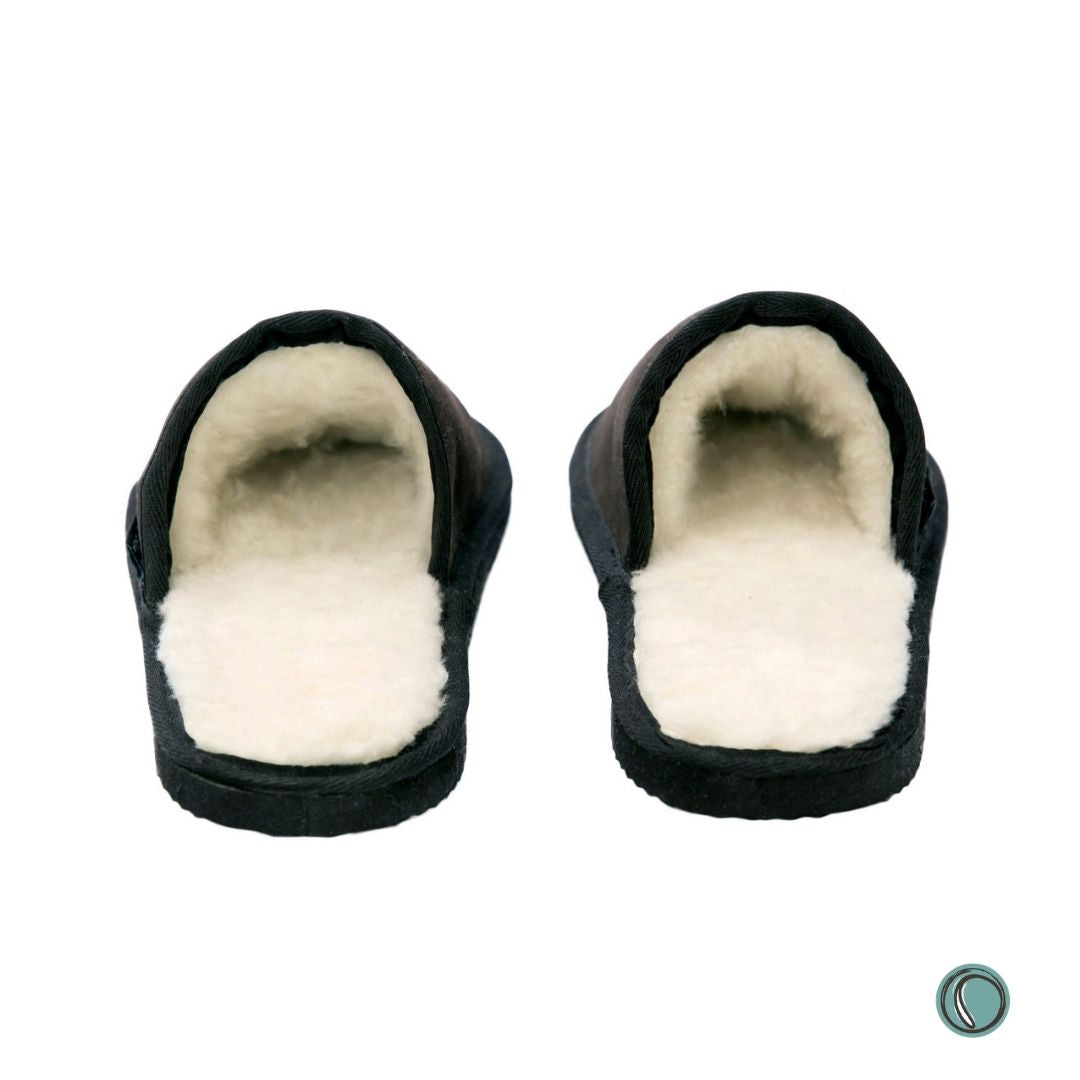 Mule Binding Collar Slippers | Slip-On | Chocolate | Suede & Sheepskin