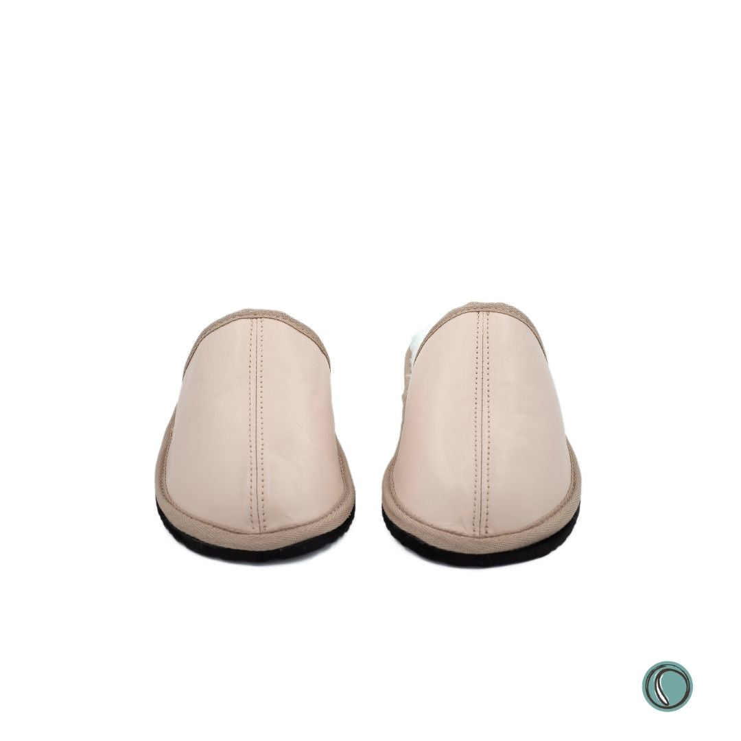 Mule Binding Collar Slippers | Slip-On | Ballet Pink | Leather & Sheepskin
