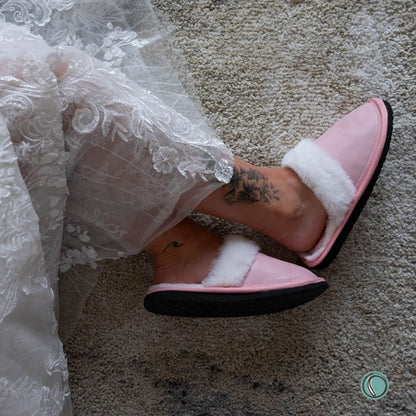 Mule Wool Collar Slippers | Slip-On | Rosy Pink | Leather & Sheepskin