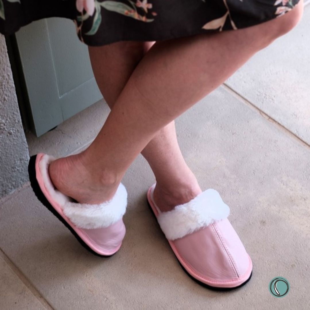 Mule Wool Collar Slippers | Slip-On | Rosy Pink | Leather & Sheepskin