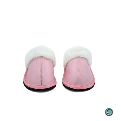Mule Wool Collar Slippers | Slip-On | Rosy Pink | Leather & Sheepskin