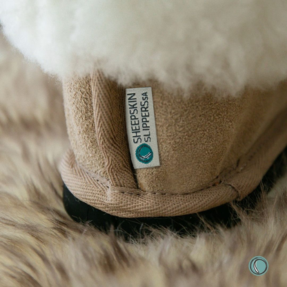Cosy Shepherd Slippers | Stone | Suede & Sheepskin