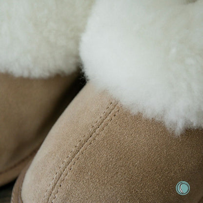 Cosy Shepherd Slippers | Stone | Suede & Sheepskin